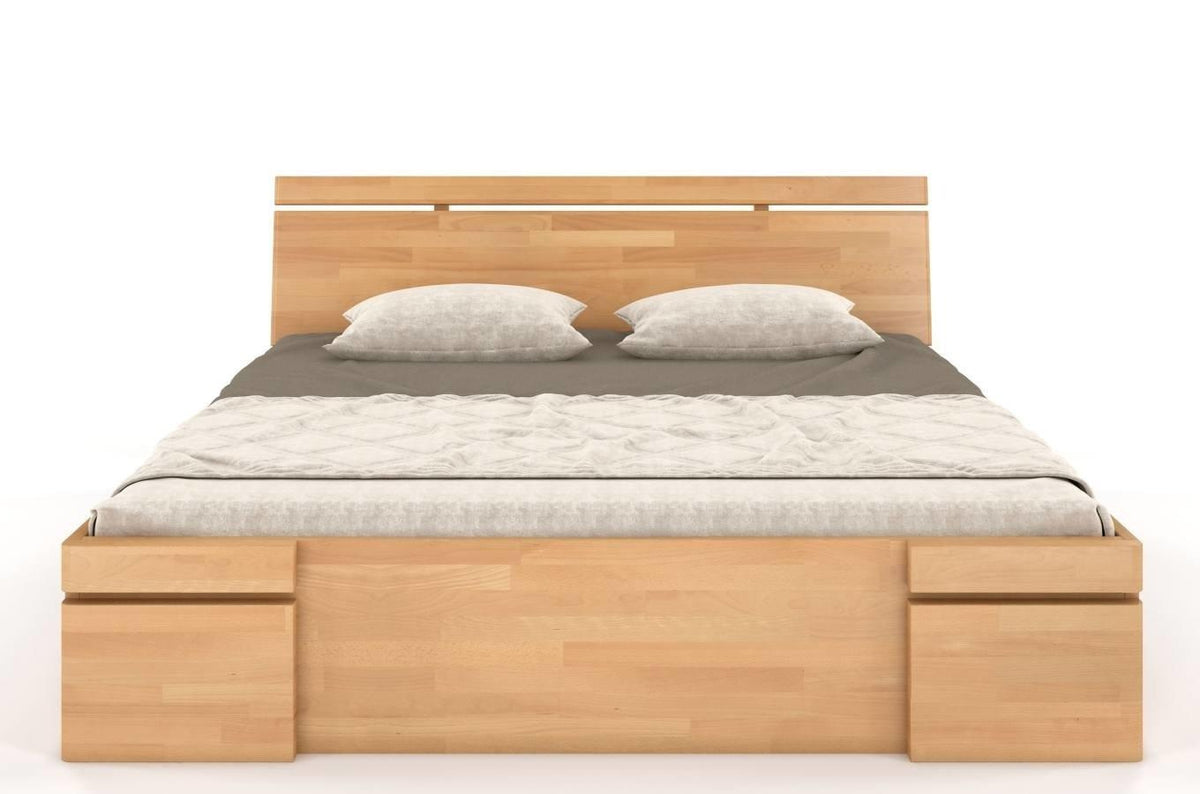 SPARTA Beech Maxi Bed with 4 Drawers
