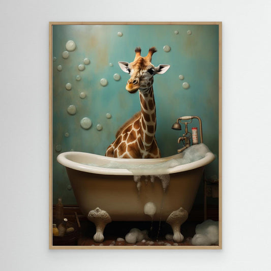 Giraffe In Bathroom 2 by Bilge Paksoylu