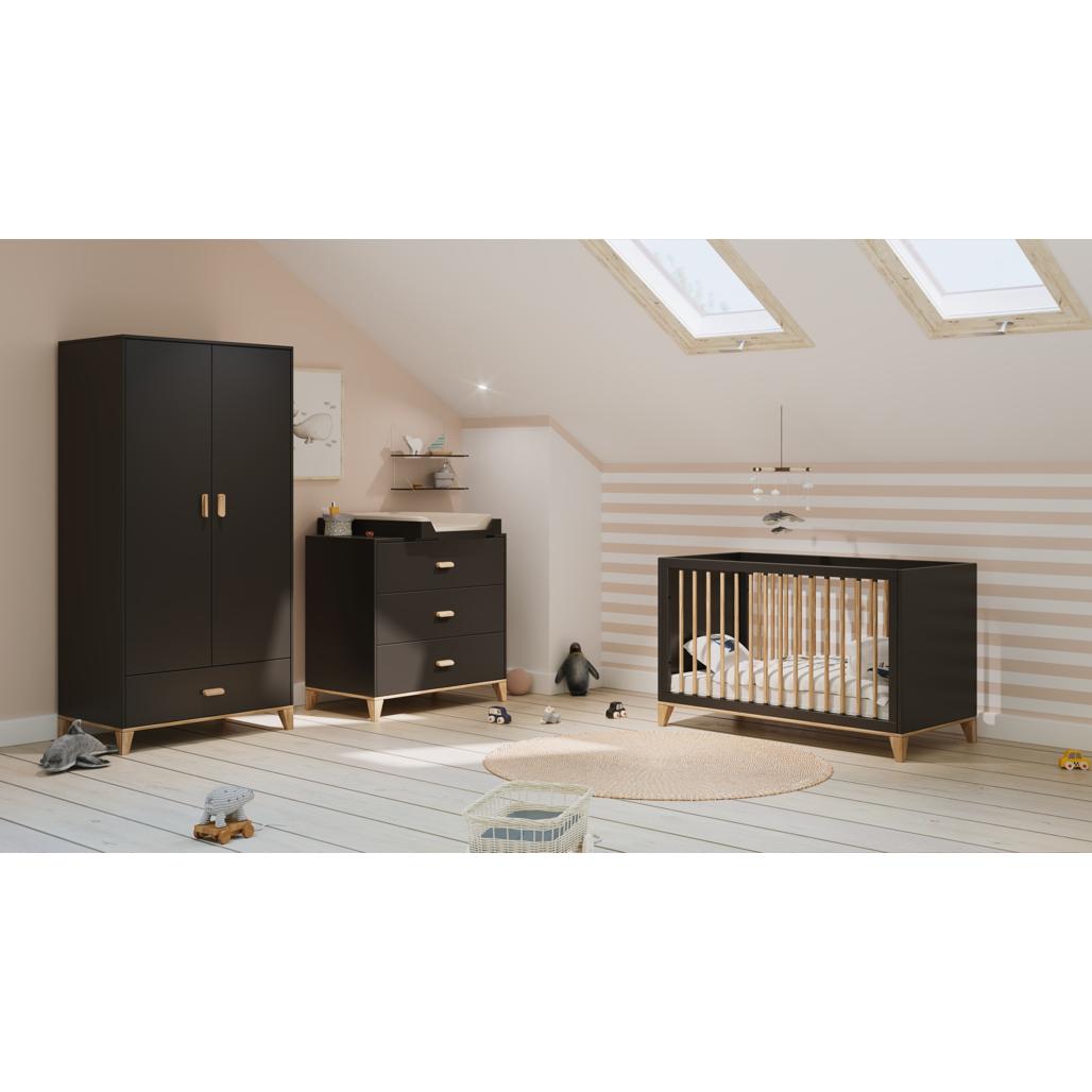 Naia Evolutive Bed rattan 60 x 120 - Onyx