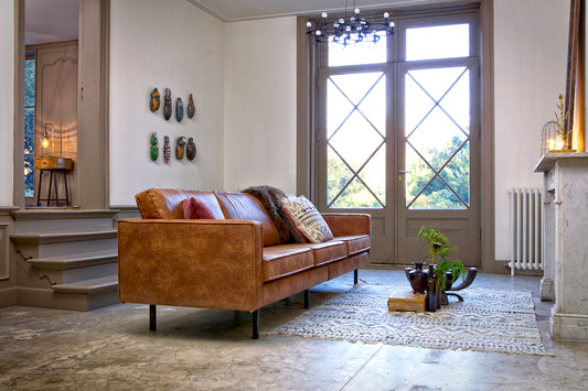 LOFT Cognac Leather Sofa 277CM, 20 - 25 Day Delivery- D40Studio