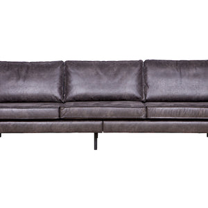 LOFT Black Leather Sofa 277CM, 20 - 25 Day Delivery- D40Studio