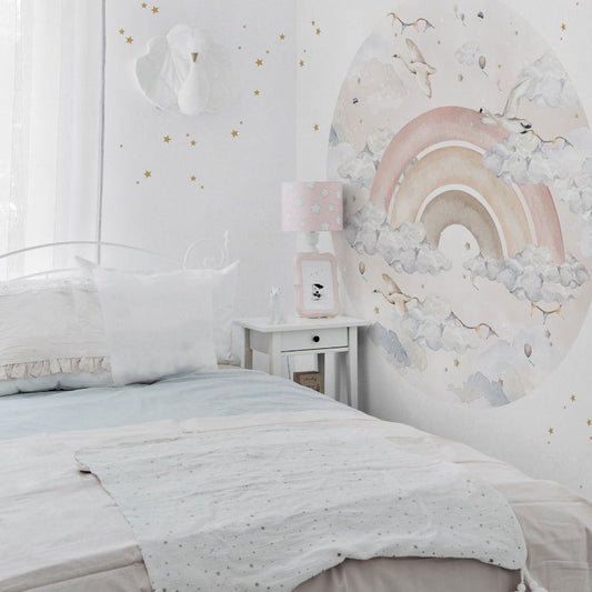 RAINBOW In A Circle Wall Sticker For Girls