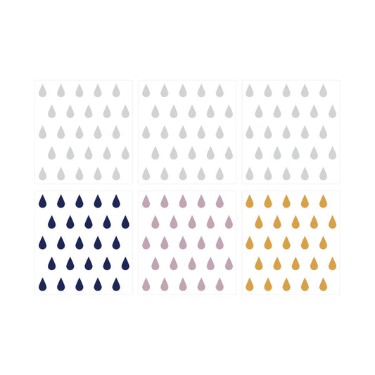 DROPS, Navy Blue Lily Mustard Wall Sticker