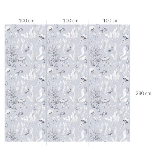 MAGIC Of The Ocean Creamy Blue Big Wallpaper 100x280CM