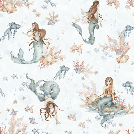 MERMAIDS In Waves Light Wallpaper 100x280CM