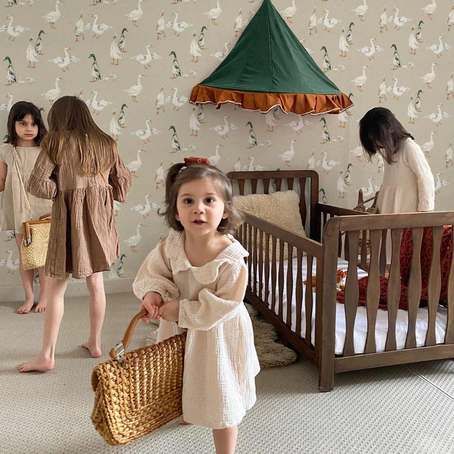 WHITE Ducks Wallpaper 50x280CM