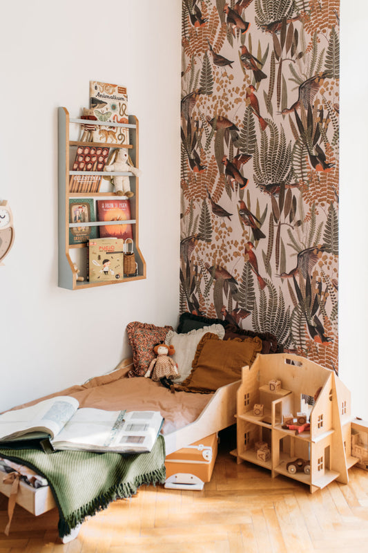 Vögel Busch Tapete 100x280CM