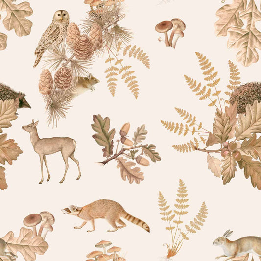 HERBST Wald mit Tieren Tapete 100x280CM
