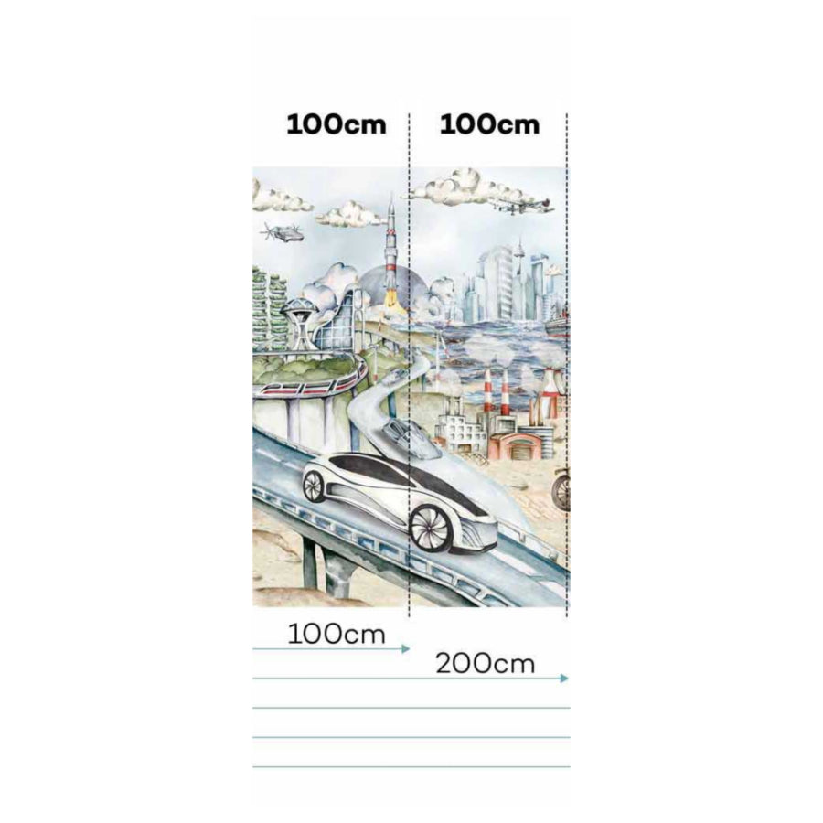 Fondo de pantalla INDUSTRIAL Evolution / Del futuro al pasado - 200CM