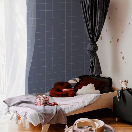 Irregular Check Pattern Blue Wallpaper 50x280CM