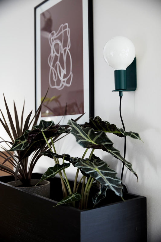 HÜBSCH Grüne Wandleuchte mit Glühbirne