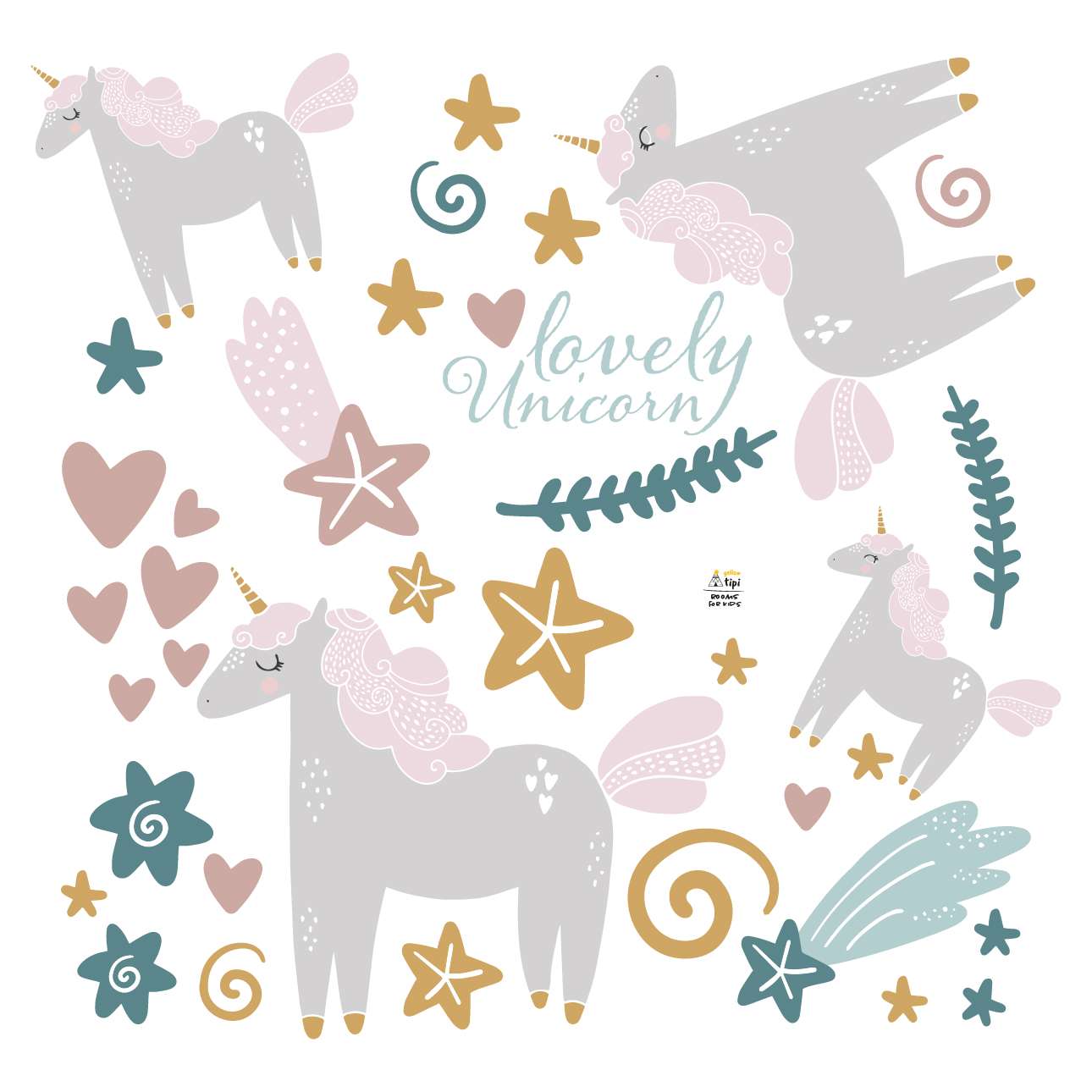 Lovely Unicorn Sticker Set - 105 x 100 cm
