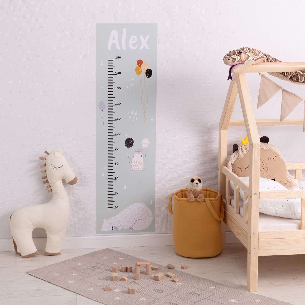 Zoo Party Grow Chart Blue - 40 x 140 cm