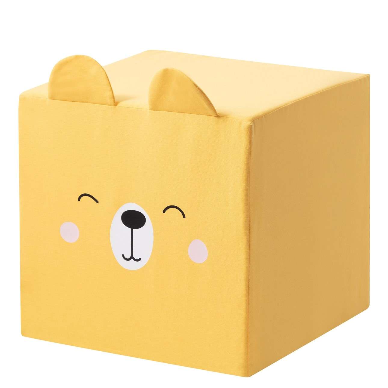 Rainbow Bear cube pouf - 40x40 - yellow