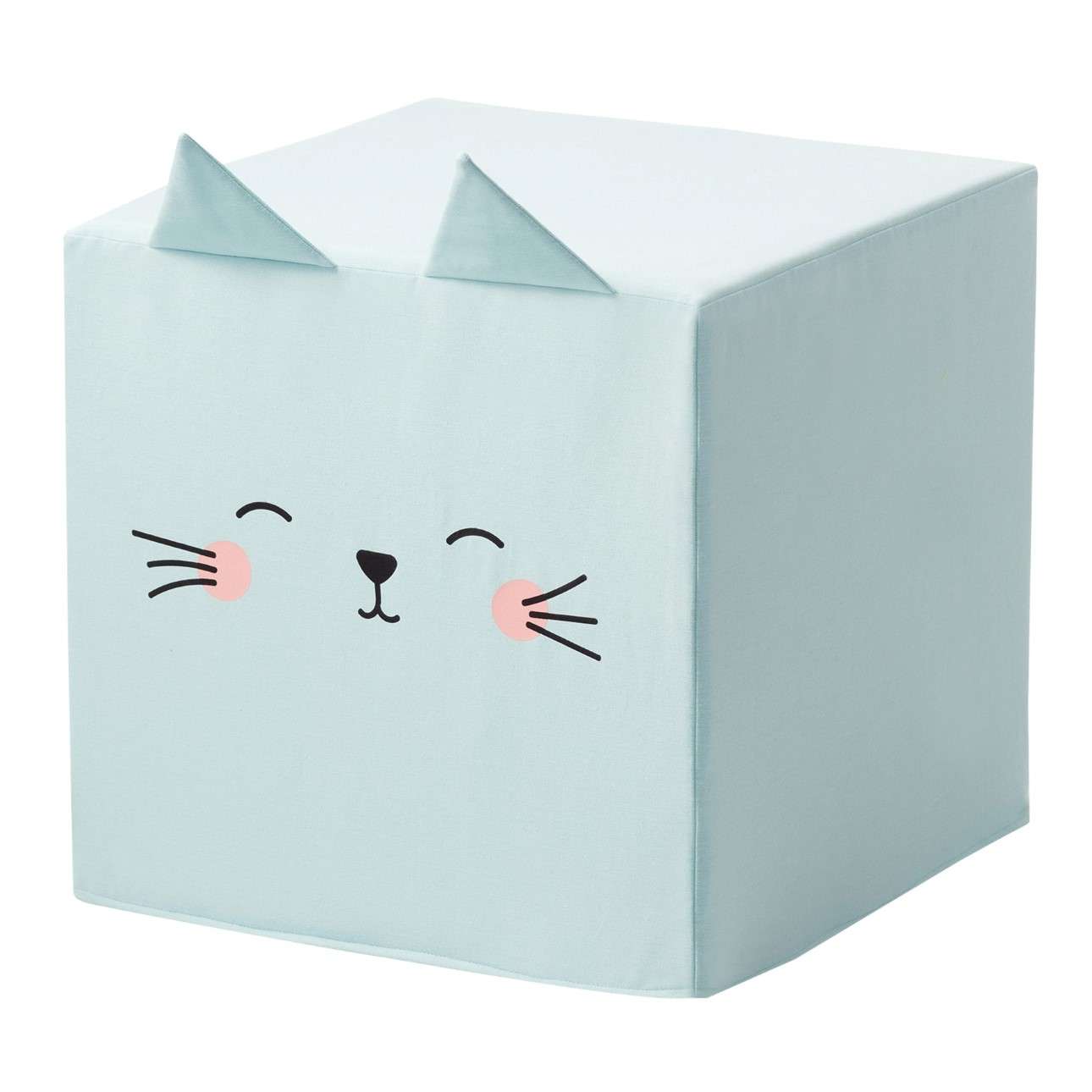 Rainbow Kitty cube pouf - 40x40 - green