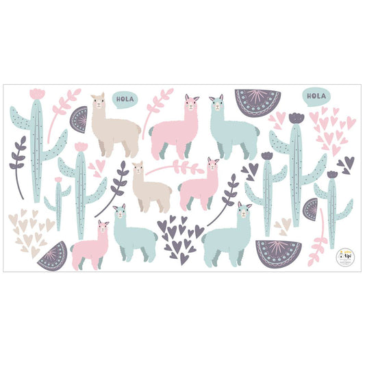 Süßes Lama-Aufkleberset – 130 x 70 cm