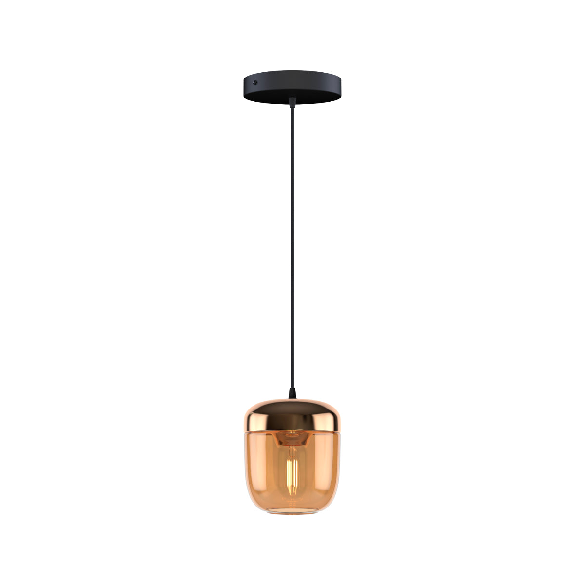 ACORN Bernsteinfarbene Pendelleuchte aus Messing