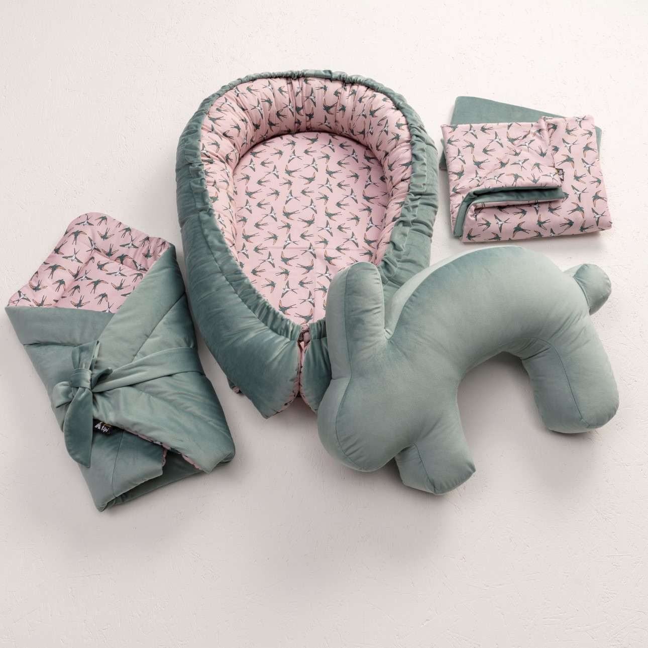 Velvet Nest Premium Mint Wickeldecke - 85x65cm - Grün