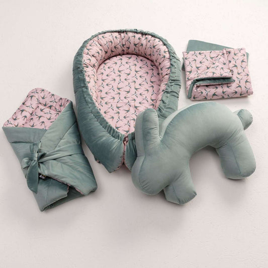 Velvet Nest Premium Mint Wickeldecke - 85x65cm - Grün