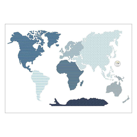 World Map Blue Sticker - 155x88CM