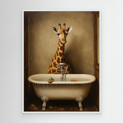 Giraffe In Bathroom 3 by Bilge Paksoylu