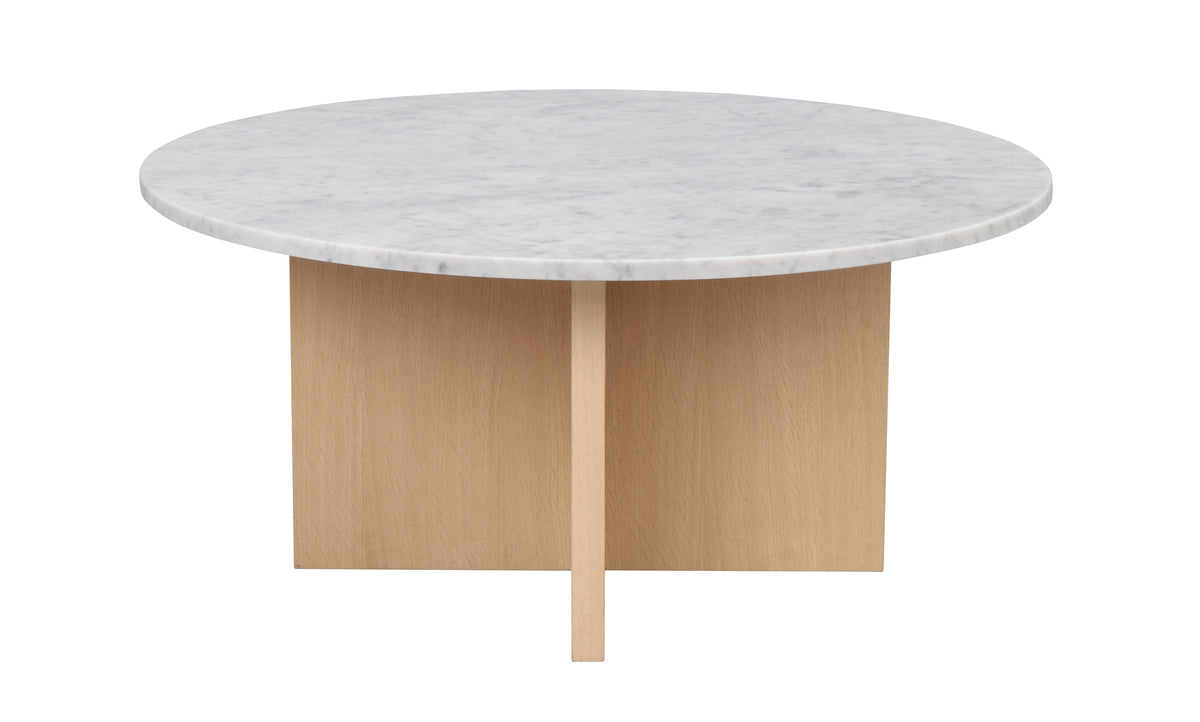 BROOKSVILLE Round Coffee Table Ø90 – White marble & whitewashed oak – 6