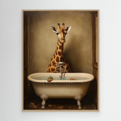 Giraffe In Bathroom 3 by Bilge Paksoylu