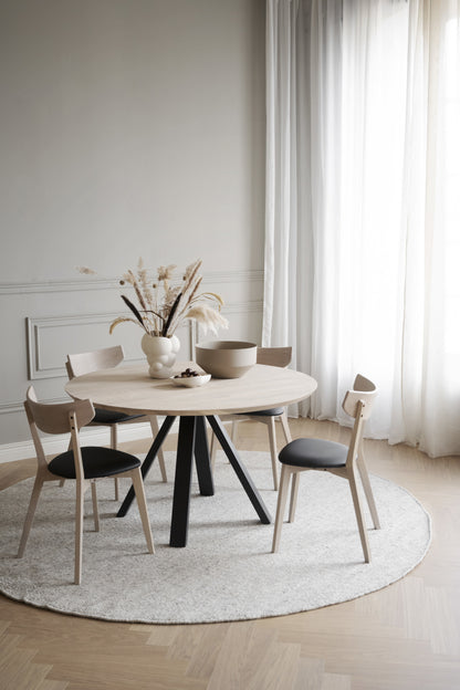 AMI Set of 2 Chairs – whitewashed oak/ black PU seat – 3