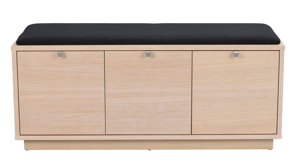 CONFETTI 3 Drawer Bench – Whitewash oak / black fabric – 1