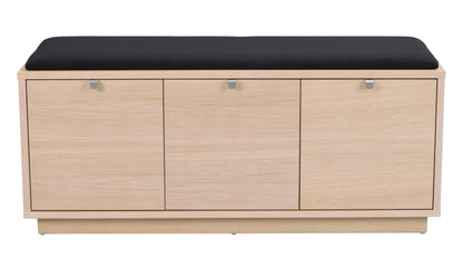 CONFETTI 3 Drawer Bench – Whitewash oak / black fabric – 1