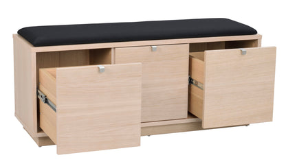 CONFETTI 3 Drawer Bench – Whitewash oak / black fabric – 5