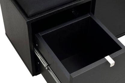 CONFETTI 3 Drawer Bench – Black stained oak / black fabric – 6
