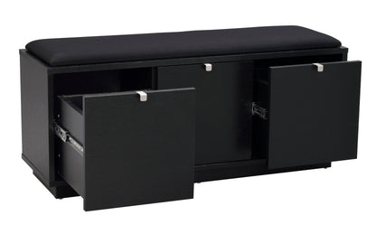 CONFETTI 3 Drawer Bench – Black stained oak / black fabric – 5