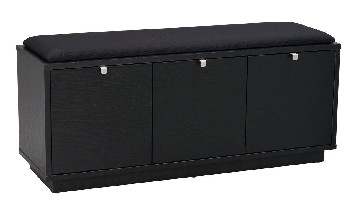 CONFETTI 3 Drawer Bench – Black stained oak / black fabric – 4
