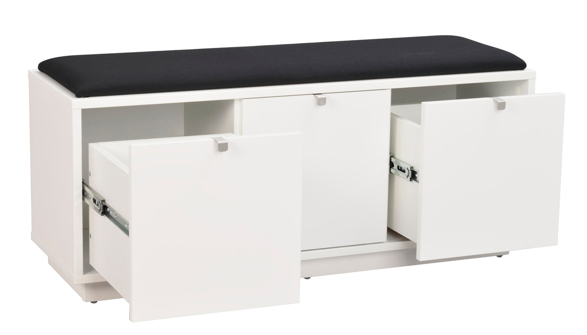 CONFETTI 3 Drawer Bench – White / black fabric – 3
