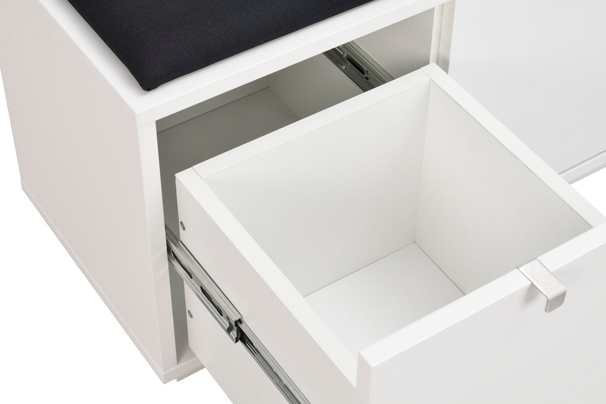 CONFETTI 3 Drawer Bench – White / black fabric – 4