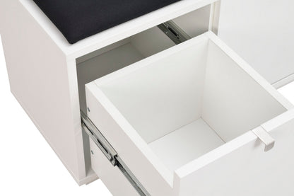 CONFETTI 3 Drawer Bench – White / black fabric – 4
