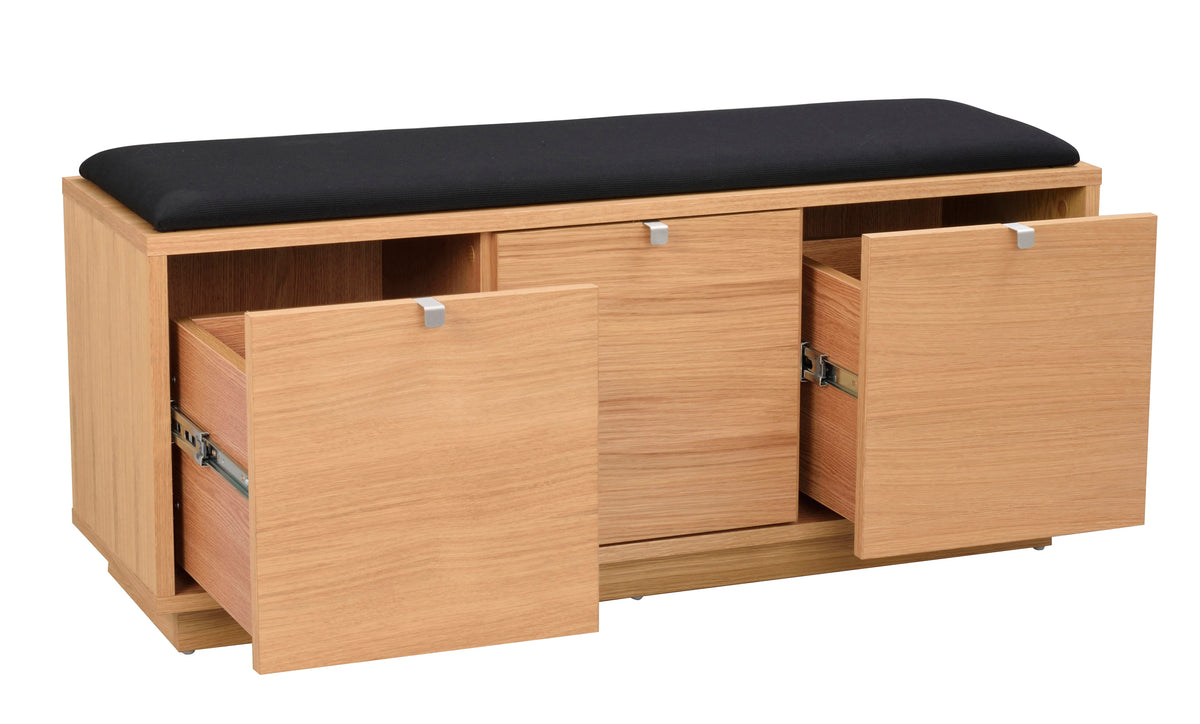 CONFETTI 3 Drawer Bench – Oiled oak / black fabric – 3