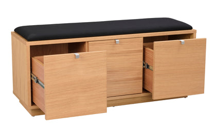 CONFETTI 3 Drawer Bench – Oiled oak / black fabric – 3
