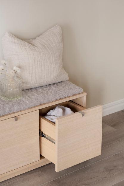 CONFETTI 3 Drawer Bench – White / grey sheep look – 2