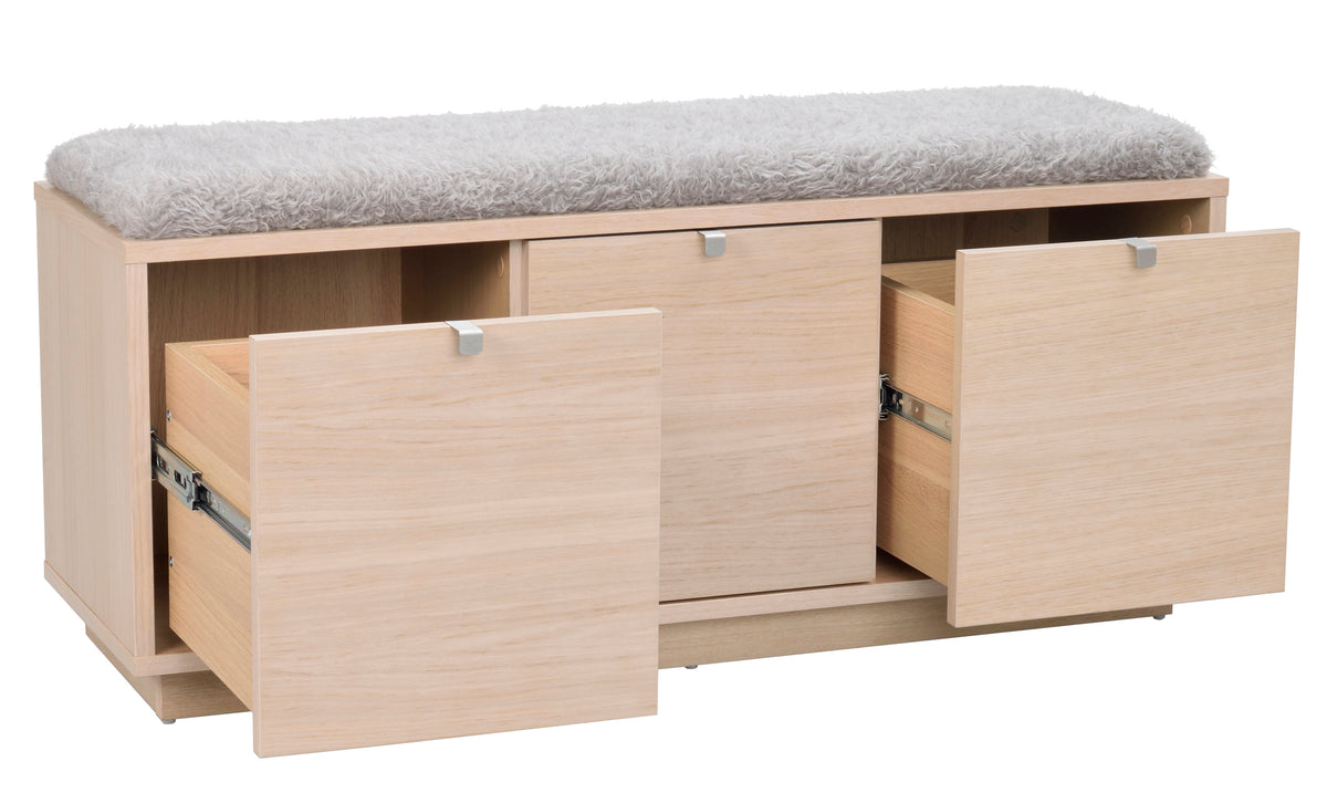 CONFETTI 3 Drawer Bench – Whitewash oak / grey sheep look – 4