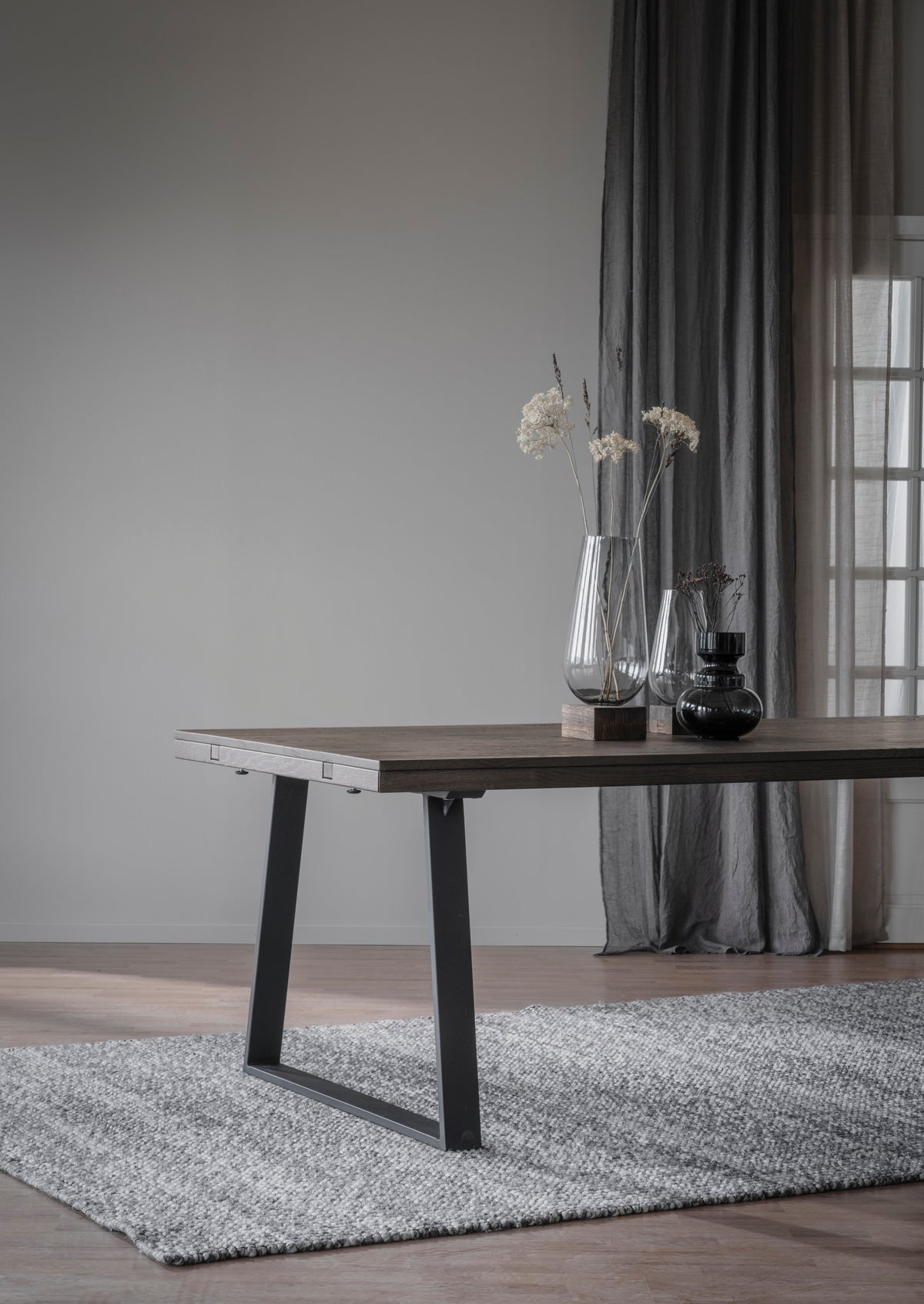 Oak Dining Table with U Legs 170/270 CM – Dark brown oak / Standard table – 170 cm – 2