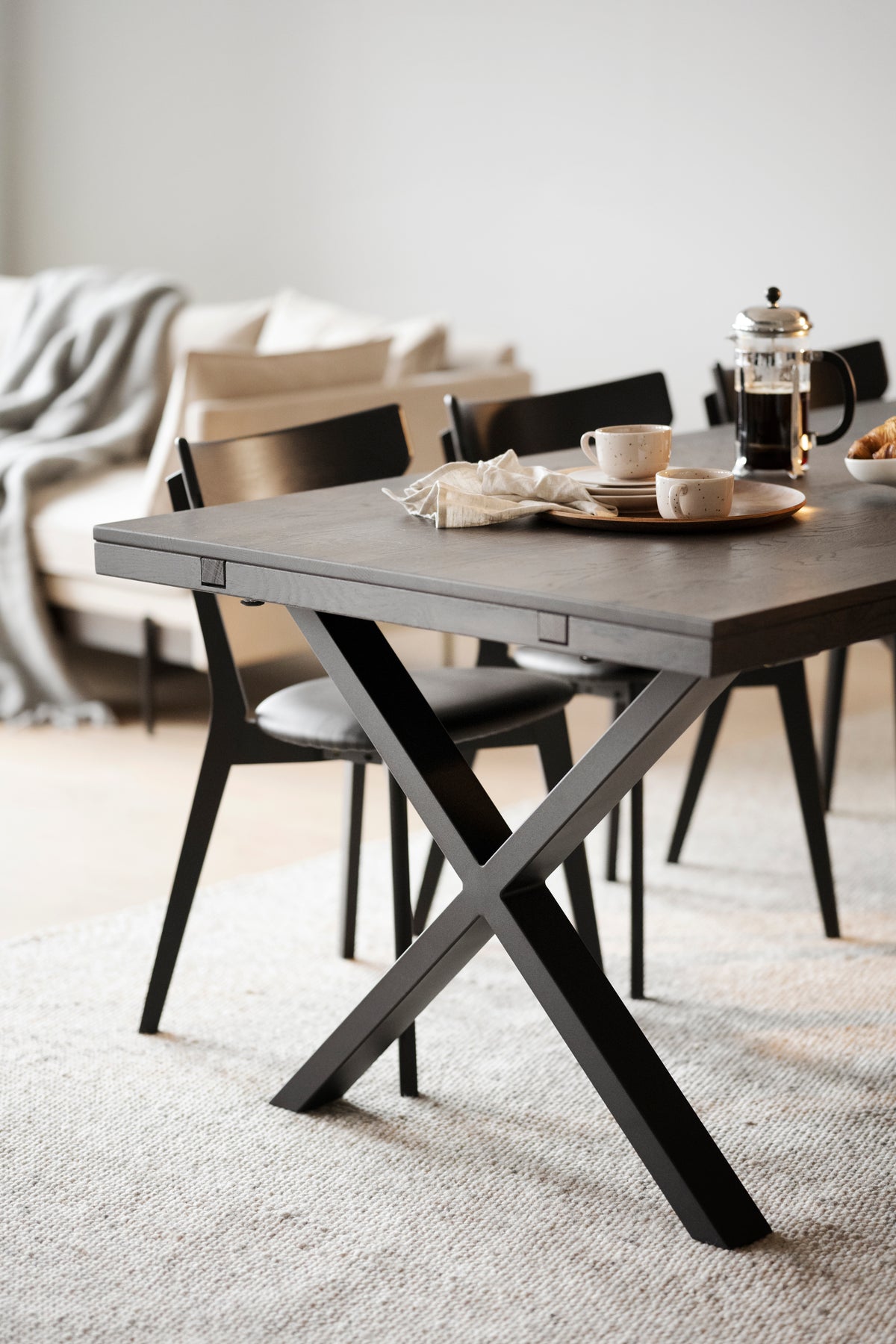 Oak Dining Table with X Legs 170/270 CM – Dark brown oak / 170 CM – 2
