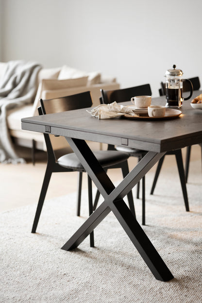 Oak Dining Table with X Legs 170/270 CM – Dark brown oak / 170 CM – 2