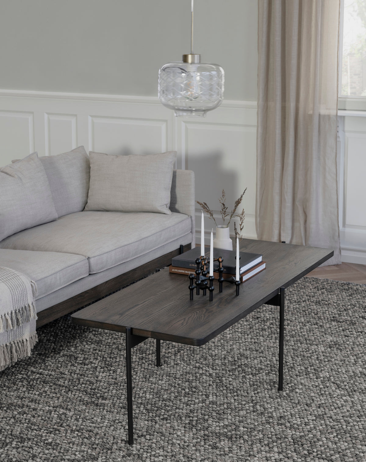 SHELTON Coffee Table 95CM & 145CM – Medium – 145 x 60 cm / brown ash/black metal – 2