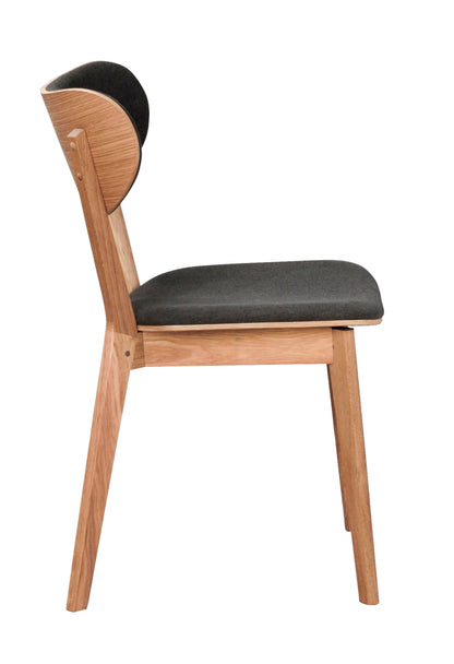 KATO Set of 2 Oak Chairs – lacquered oak/dark grey fabric – 3