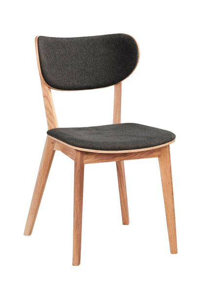KATO Set of 2 Oak Chairs – lacquered oak/dark grey fabric – 4