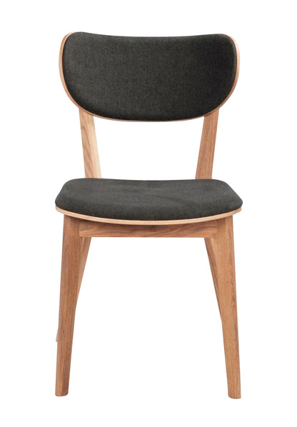 KATO Set of 2 Oak Chairs – lacquered oak/dark grey fabric – 1
