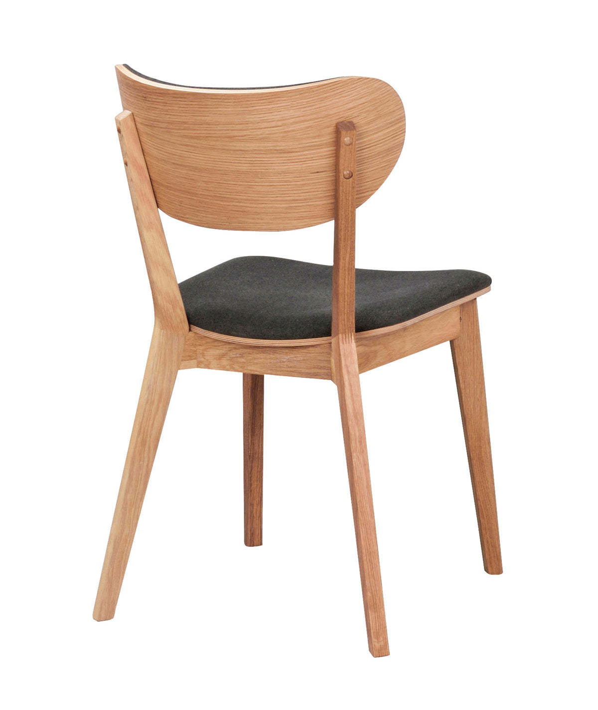 KATO Set of 2 Oak Chairs – lacquered oak/dark grey fabric – 2