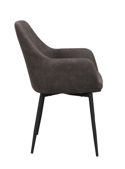 REILY Set of 2 Armchairs – dark grey/black metal legs – 6